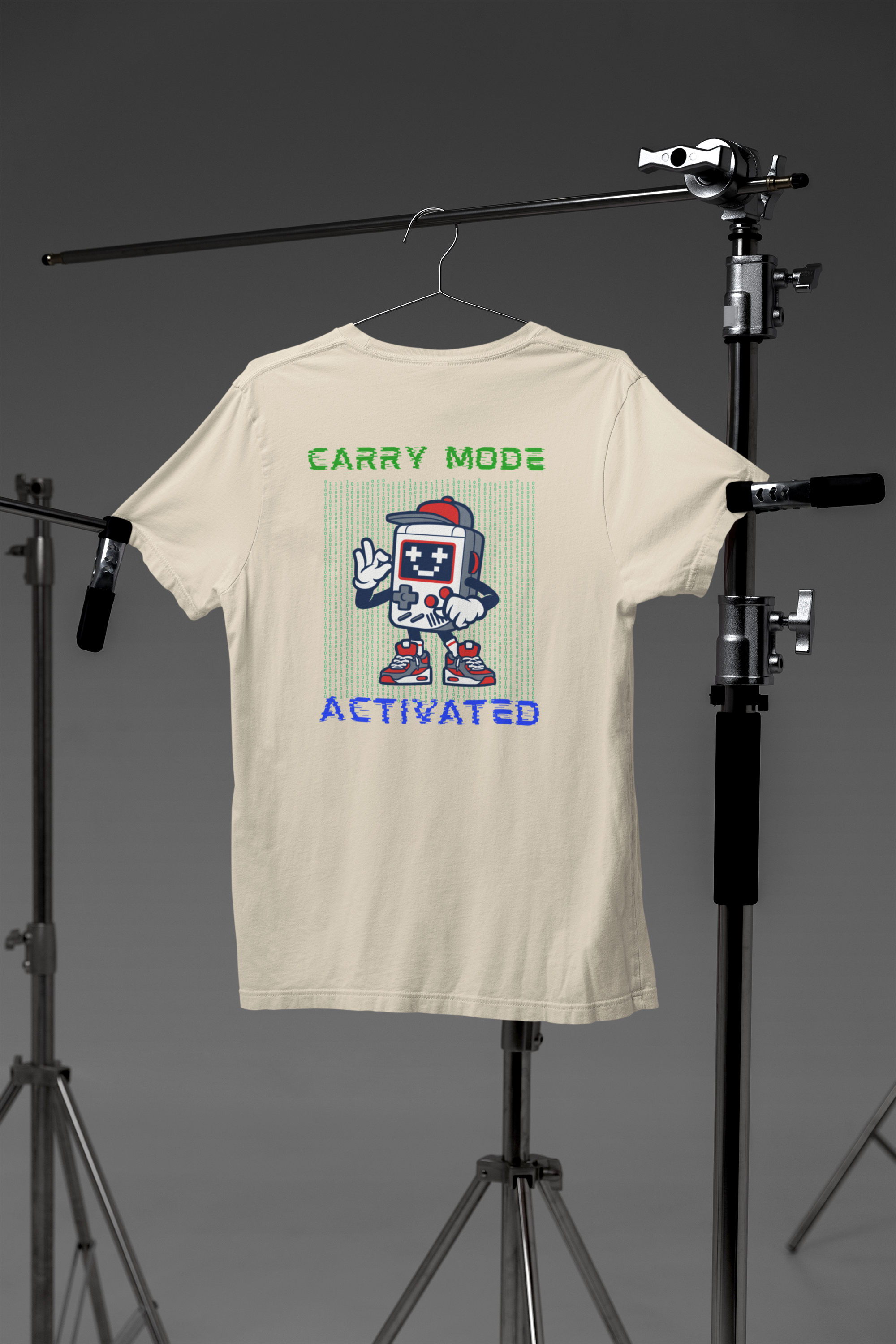 Carry Mode Activated Retro Gamer T-shirt - Gaming Console Character Design - Streetwear for Gamers - NZ Exclusive