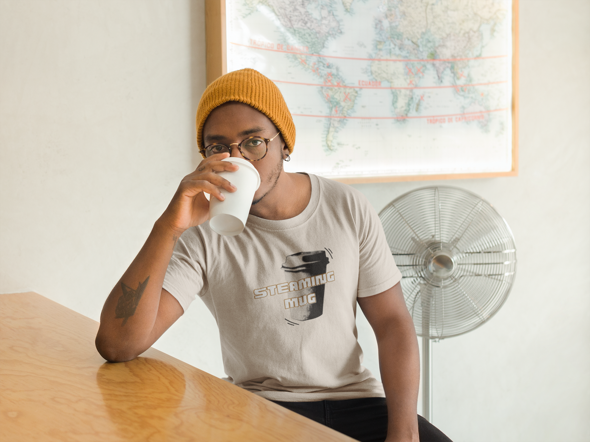 Steaming Coffee T-Shirt New Zealand | Heavyweight Unisex Crewneck T-shirt | Gildan® 5000 | Cool & Trendy Tees for Coffee Lovers