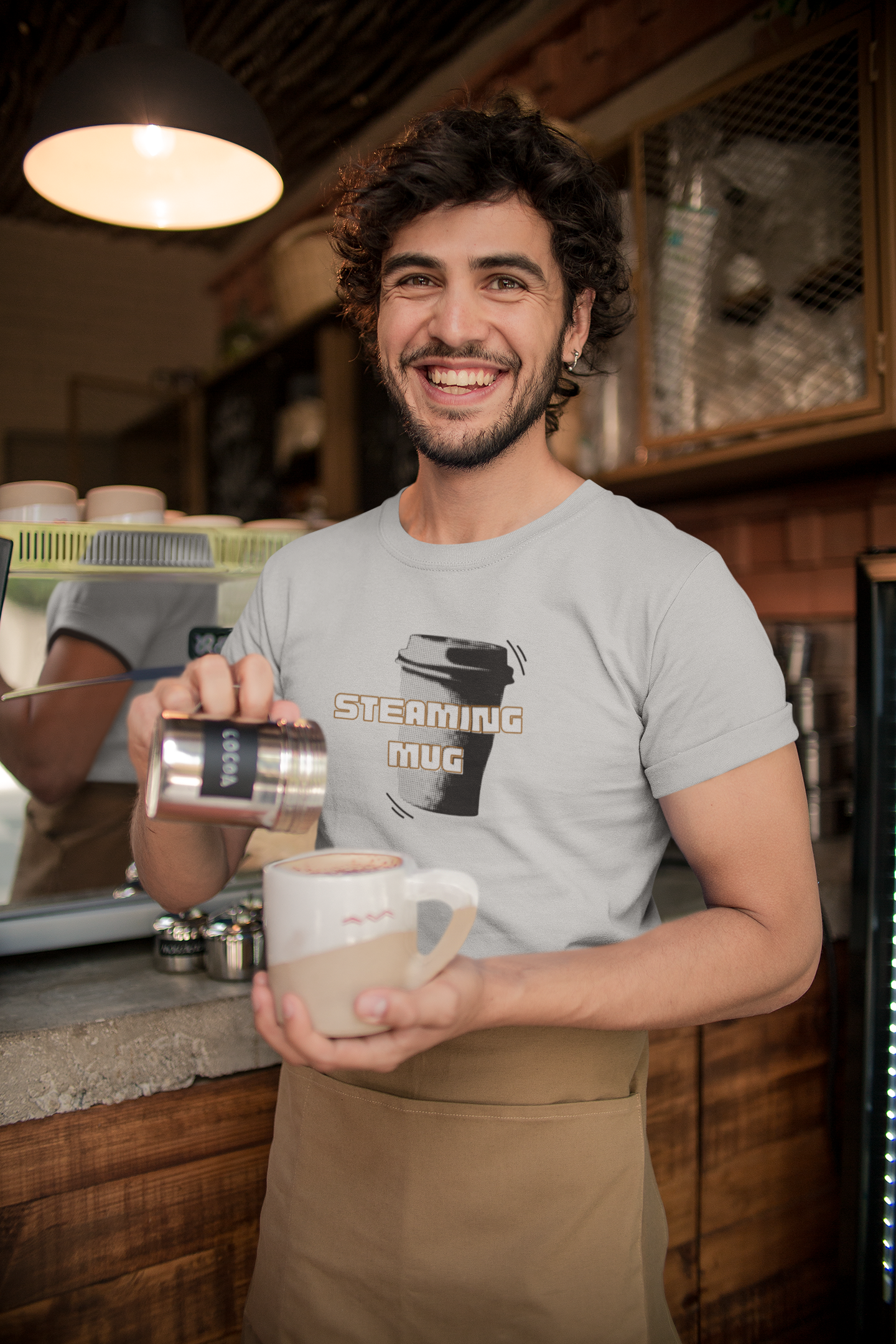 Steaming Coffee T-Shirt New Zealand | Heavyweight Unisex Crewneck T-shirt | Gildan® 5000 | Cool & Trendy Tees for Coffee Lovers