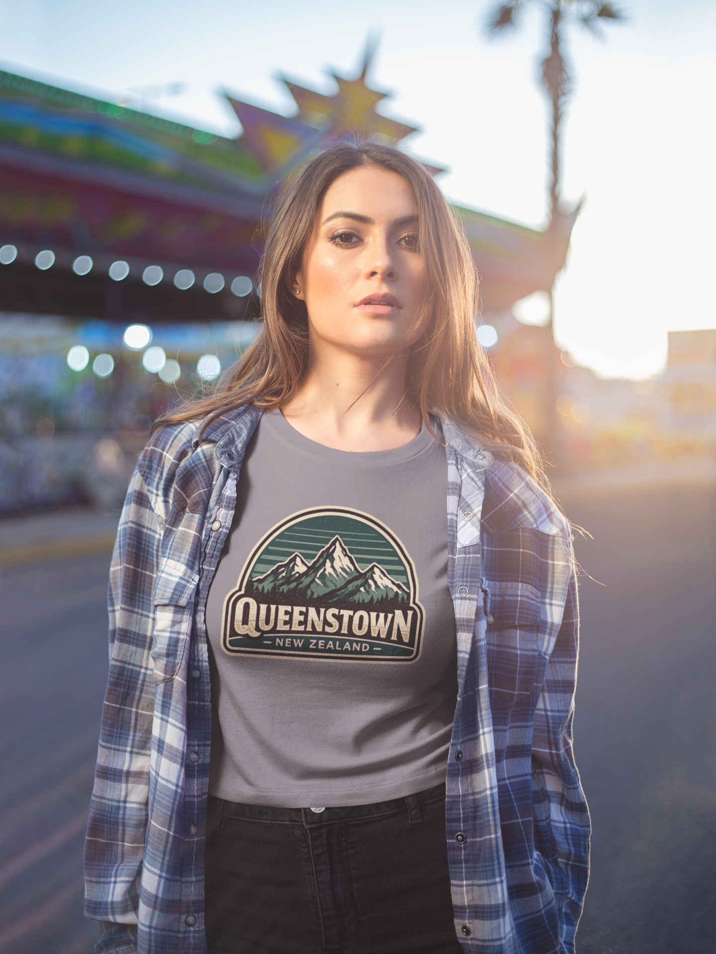 Queenstown New Zealand Mountain Vintage Heavyweight Unisex Crewneck T-shirt