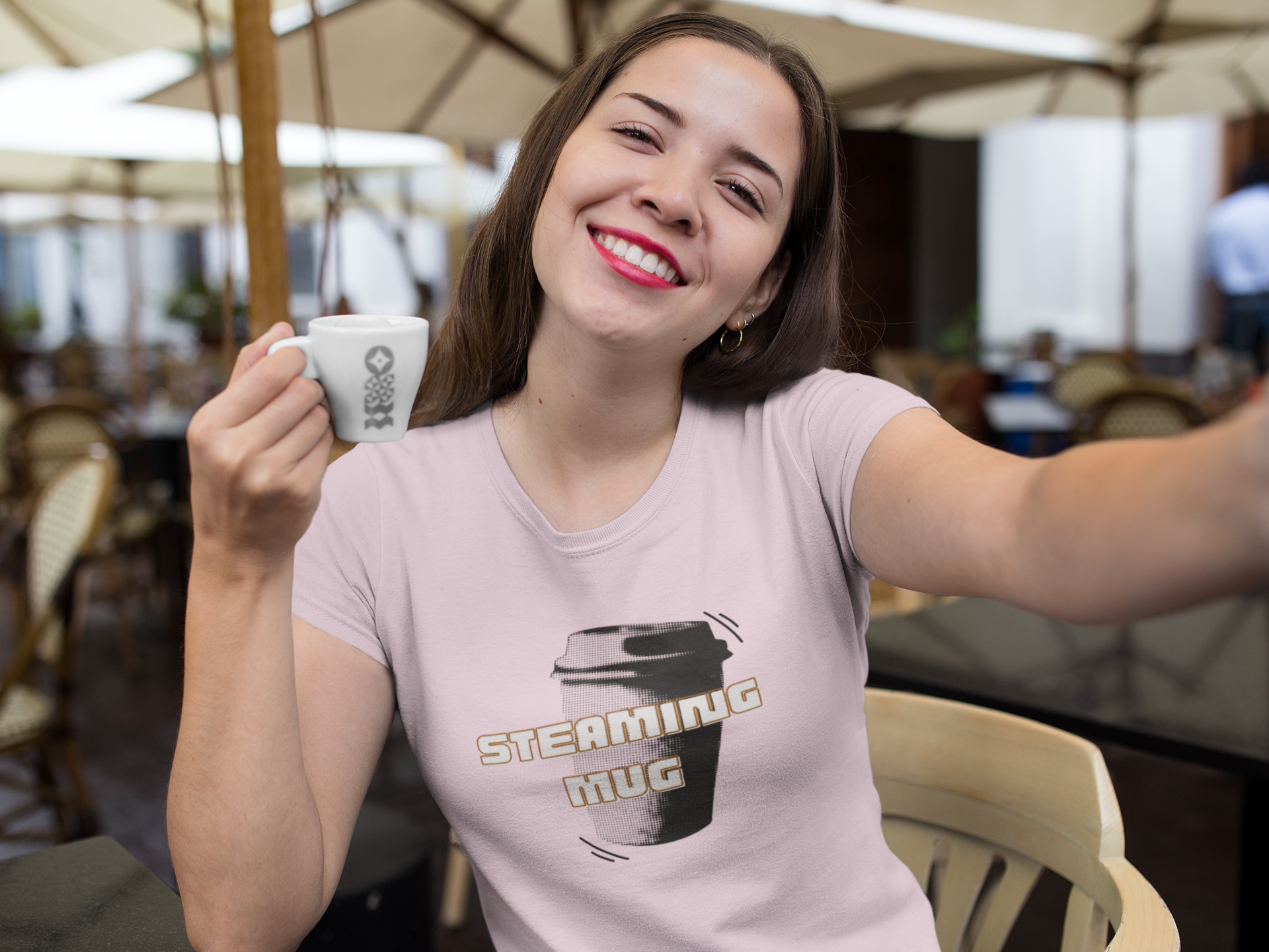 Steaming Coffee T-Shirt New Zealand | Heavyweight Unisex Crewneck T-shirt | Gildan® 5000 | Cool & Trendy Tees for Coffee Lovers
