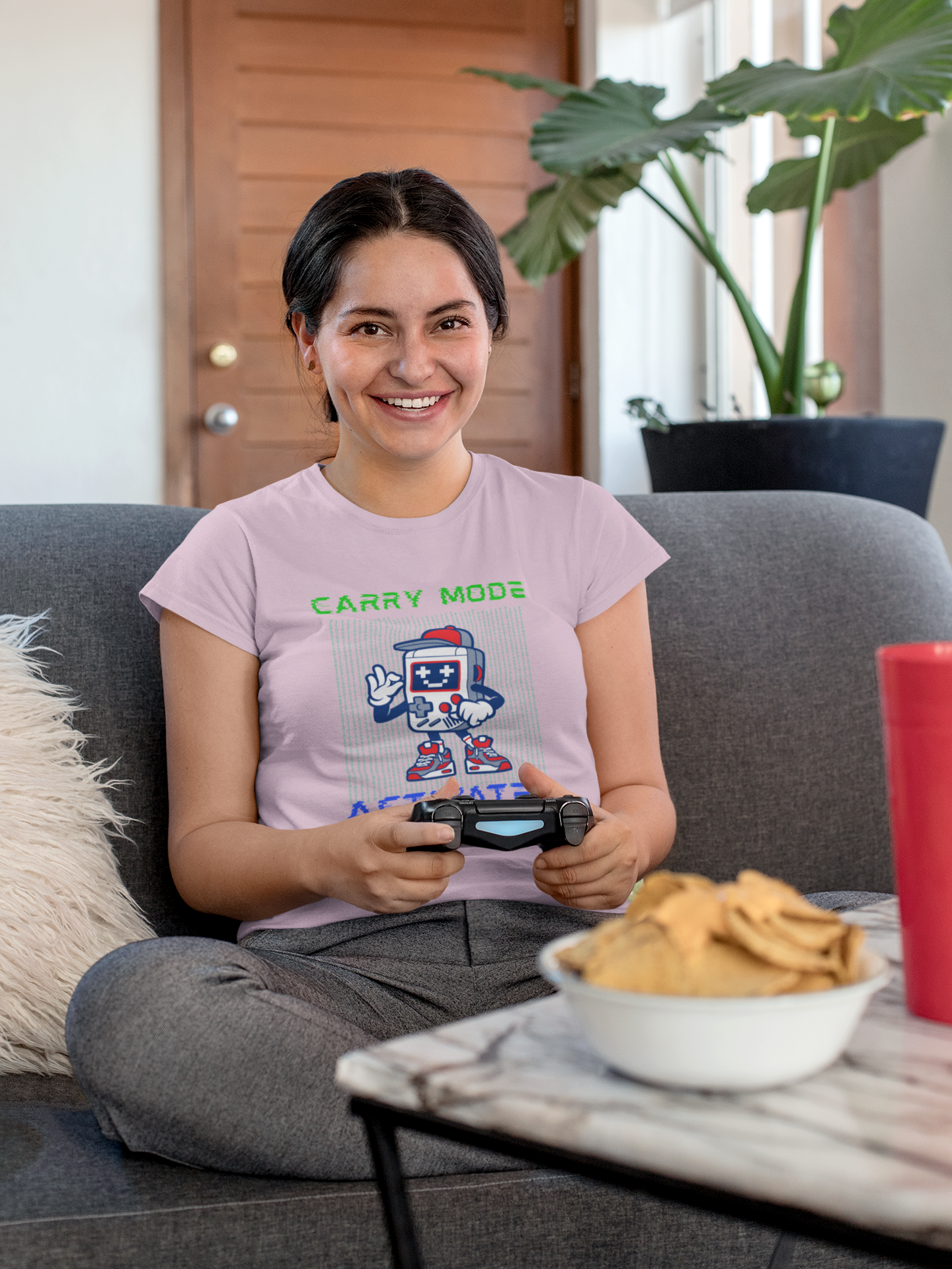 Carry Mode Activated Retro Gamer T-shirt - Gaming Console Character Design - Streetwear for Gamers - NZ Exclusive